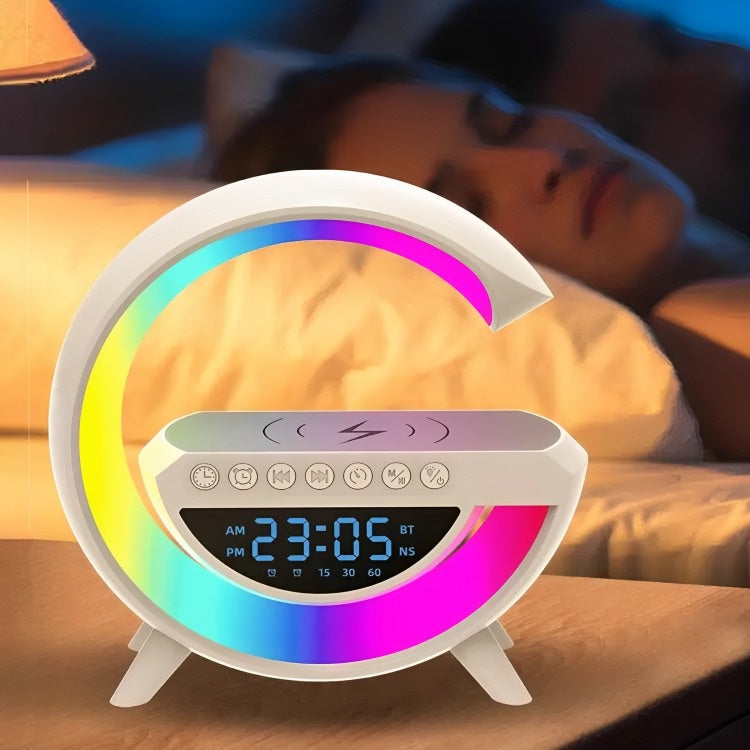 BOCINA BLUETOOTH LAMPARA RGB CARGADO Y RELOJ DESPERTADOR